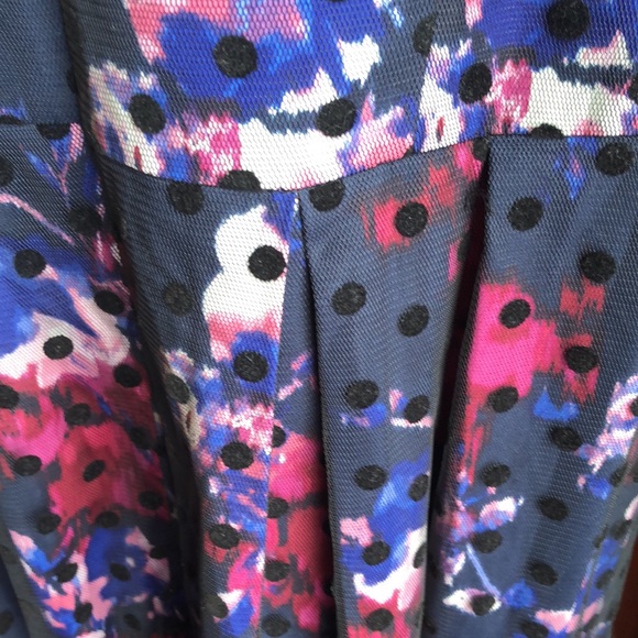 Motherhood maternity party dress XL/Dark blue&rose pattern/black dot overlay - Picture 11 of 17